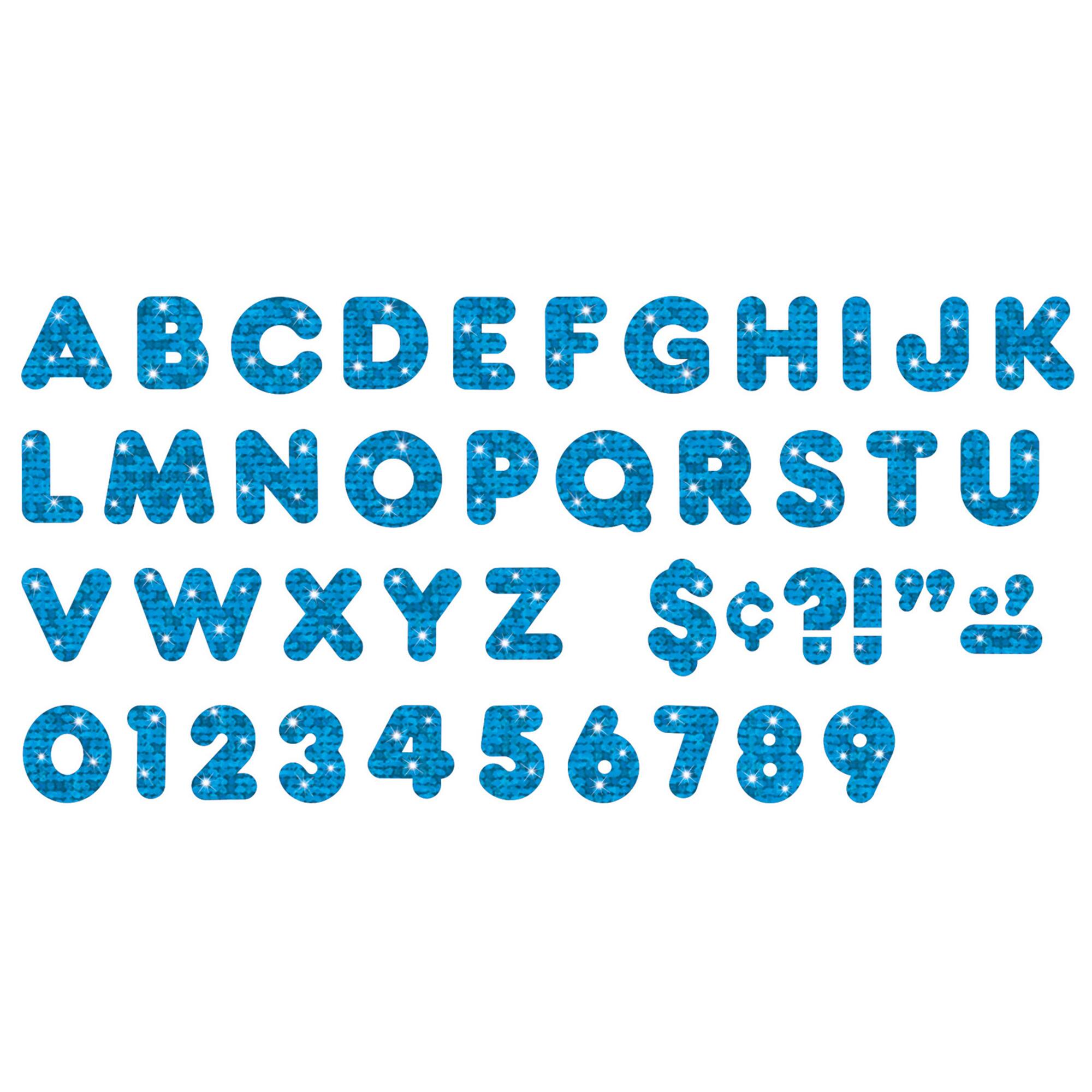 TREND Enterprises® Blue Sparkle 4" Casual Uppercase Ready Letters®, 71 Per Pack, 3 Packs
